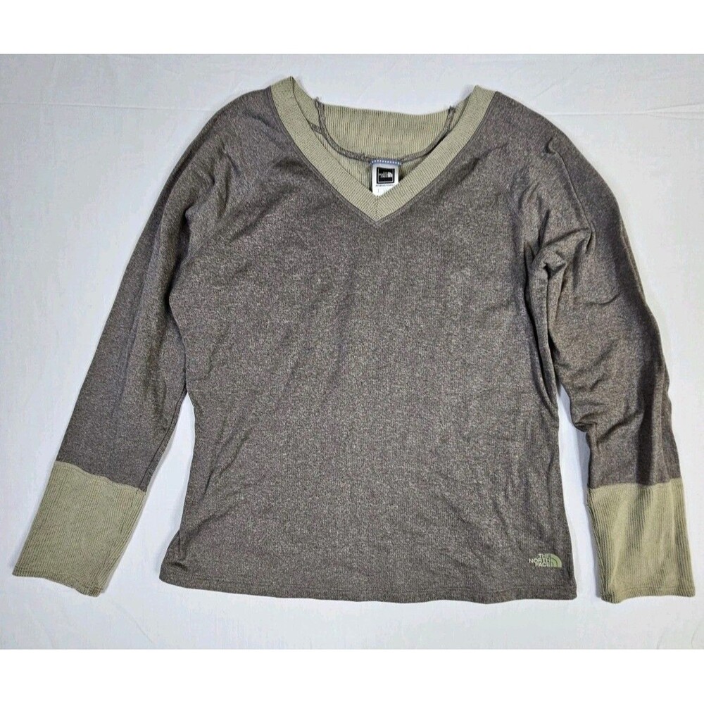 North Face Pullover Women's Large Brown Waffle Fleece VaporWick Hiking Gorpcore
